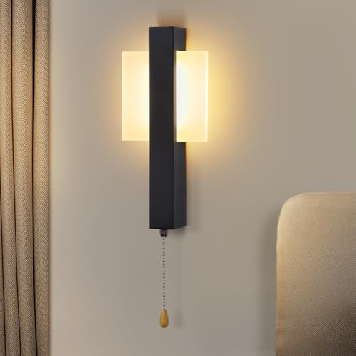 ZMH Aplique LED negro cuadrado 6 W 3000 K con interruptor
