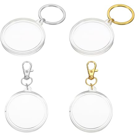 PATIKIL Porte-Monnaie Porte-Clés En Plastique 40mm 4Pcs Boîtier À Pièces Rond Avec Anneau Porte-Clés Pour Pièces De change Bijoux Doré Argenté