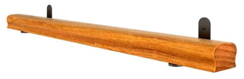Escalera de madera maciza marrón, 150 cm, antideslizante, anticompresión, soportes de hierro y elegante, perfecto para la seguridad y apoyo de escaleras en el hogar