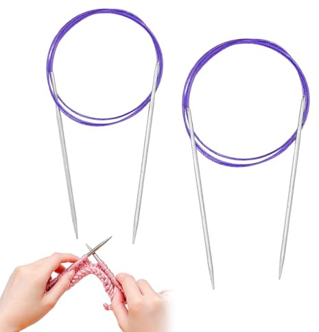 4mm Circular Knitting Needles, 2 Pcs Metal Circular Knitting Needles, Circulars Knittings Needle 4mm, Suitable for Knittings Jumpers, Scarves, Hats, Blankets, Socks, Gloves and Shawls (80cm, 100cm)