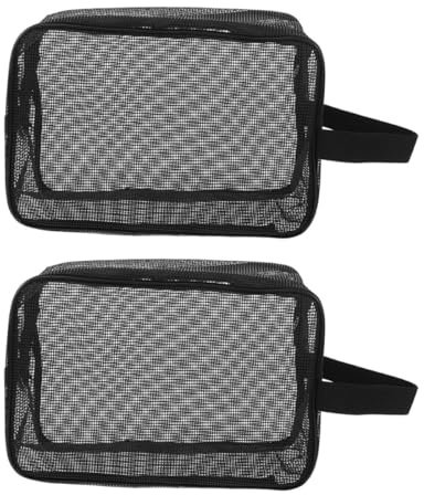 PAMINGONO Neceser de Viaje de Malla Negra Mediano Bolsa de Aseo Portátil con Asa Secado Rápido y Gran Capacidad para Maquillaje Cuidado Facial y Artículos de Higiene Viajes
