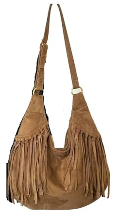 ITRHJTGP Borsa con Nappe Borsa a tracolla da donna con nappa smerigliata, grande capacità, borsa viaggio frange in finta pelle scamosciata