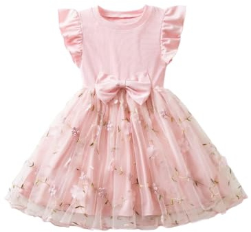 JiAmy Toddler Girls Tulle Dress Flower Party 3-7 Years | Princess dress for birthday wedding party summer occasions