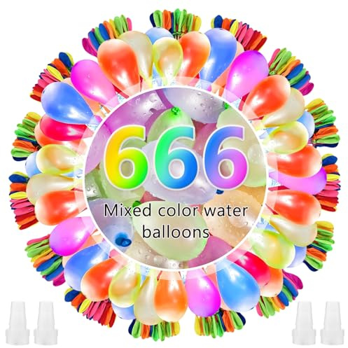 666 PCS Water Balloons-Self Sealing Water Balloons Quick Fill in 10 Second-Water Ballons for Kids & Adults Easy Fill-Colorful Water Bombs-for Outdoor,Beach,Pool Party Fight,Water Toy