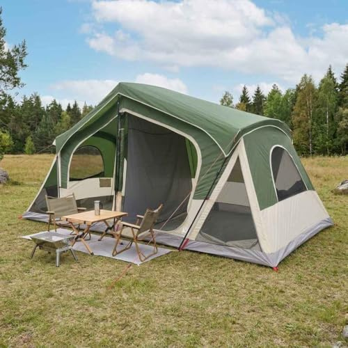 LoogCape Hütten Tente verte 480 x 273 x 205 cm en polyester et acier, tente cabine pour camping, résistante aux intempéries avec ouverture d'air et fermeture éclair, pour extérieur, voyage, famille