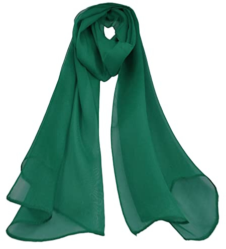 Mirror Fashion Lovely Colours Women Ladies Plain Soft Long Chiffon Scarf Neck Head Scarves (Green)