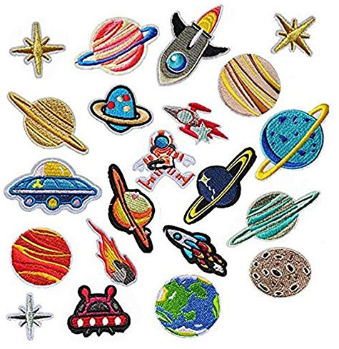 Iron on Patches 21 PCS Solar System Astronaut Space Planets Patch Iron on Patches Woohome Appliques Stickers for Clothing, Backpack, Caps, Repair the Hole Stick (Multicolor A)
