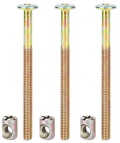 M6 Möbelschraube 40 mm/ 60 mm/ 80 mm/ 90 mm/ 100 mm, 10 Stück Verbindungsschraube aus Verzinktem Kohlenstoffstahl mit Zylindermuttern, Dübelmuttern, Steckerhalterung(60mm)