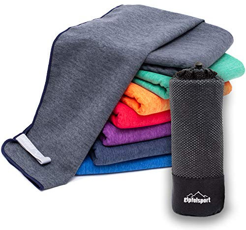 Mikrofaser Handtuch Set - für Sauna, Fitness, Sport I Strandtuch, Sporthandtuch I Grau_Brush L: 140x70