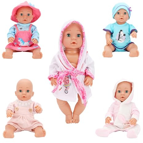 Miunana 5 Vestidos Ropas para New Born 14''- 18'' Muñeca bebé 35 - 46 cm