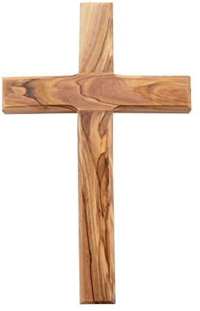 Olive Wood Gifts Shop Hand Made Olive Wood Cross (Plain 8 Inch) - Wall Hanging, From The Holy Land Where Jesus Was Born, Crucified and Rose on The 3rd Day