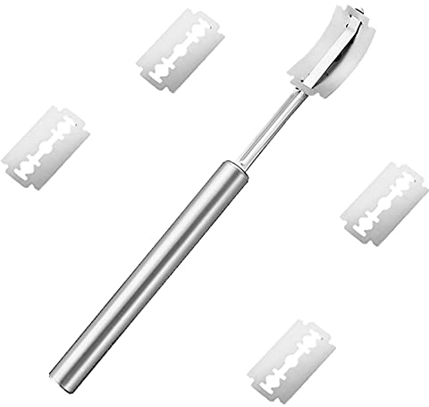 Bgfuni Bäckermesser Brot Lahm Scoring Tool Set, Teigmesser Baguettemesser mit 5 Rasierklinge für DIY Brotteig Muster, Brotmesser, Brot Bäcker Cutter, Ritzmesser zum Einschneiden, Edelstahlgriff (A)