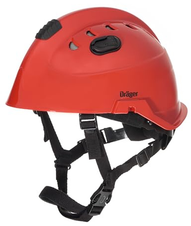 Dräger HPS 3500 Set Basis Verstellbarer Sicherheitshelm mit Schutzbrille rot für Baustellen, Bergbau, Feuerwehr und Notfalleinsätze