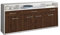 Lqliving Kommode Sideboard Ezia, Korpus in Weiss matt, Front im Holz-Design Walnuss (180x79x35cm), inkl. Metall Griffen, Made in Germany