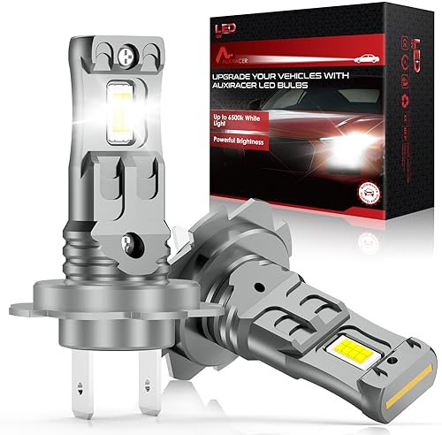 AUXIRACER Lampadina H7 LED, chip CSP 6500K 600%,12V,100W lampadina automotive H7 LED abbagliante e anabbagliante, lampadina per esterni, sostituzione per alogeni e xeno (2 lampade)