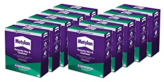 Metylan Renoviervlies & Glasfaser, Tapetenkleister & Grundierung für Renoviervlies, Glasfaser- & Raufasertapete mit Vliesrücken, Kleister für Feuchträume, 10x500g
