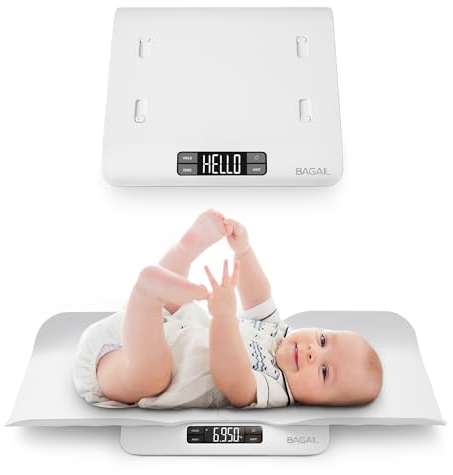 BAGAIL Babywaage mit Sicherer und Bequemer Wiegefläche, Mehrere Wiegemodi, Kann Auch Als Kleinkindwaage, Haustierwaage, Digitale Kinderwaage bis 30Kg