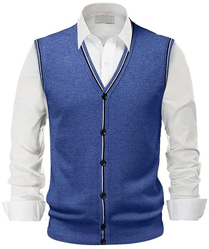 DondPO Westen Herren, Winter Warm Große Größen Strickpullunder Strickweste V-Ausschnitt Ärmellose Baumwolle Weste Pullunder Cardigan Casual Slim Fit Herrenwesten Pulloverwestee