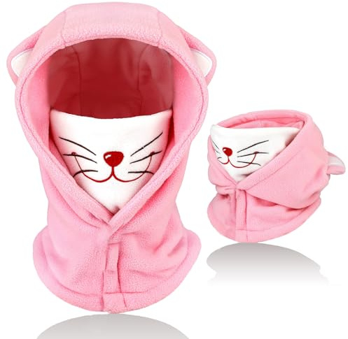 AYPOW Kinder Winter Thermo Fleece Sturmhaube 4-12 Jahre, Multifunktionale Winddichte Verstellbare Gesichtsmaske Skimaske, Warm Mütze Sturmmaske Halswärmer Schal Jungen Mädchen Outdoor-Aktivitäten
