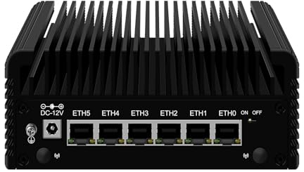 MNBOXCONET Firewall Appliance N305 Mini PC, Small Fanless Ordinateur de Bureau, Barebone NO RAM NO SSD, 6 x 2.5GbE I226-V LAN. Windows 11 Pro, VPN, Micro Router OPNsense, Type-C, TF Slot, HD