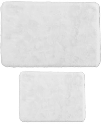 Mixibaby Badematten-Set 2-teiliges Weiche Badezimmerteppiche rutschfestes Schnell trocknend maschinenwaschbar Für Bad Dusche & WC 50x80 cm + 50x40 cm, Größe:50 x 80 cm + 50 x 40 cm, Farbe :Weiß