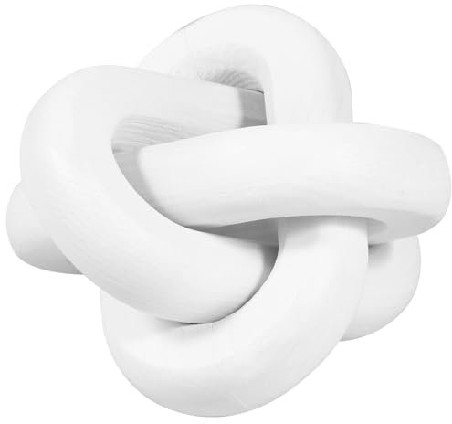 NZWBSHSSP Wood Chain Link Decor 3 Link Wood Knot Decor White/Black Wood Knot Art Decorative Wooden Links Knots Rustic Wood Chain Link Decor for Living Room Bedroom Office Decorations 12x12x12cm(white)