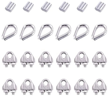 Colliers de serrage pour câbles métalliques Lot de 24 serre-câbles et fils M2 avec assortiment de cosses de câble et kit de manchons à sertir en aluminium for cosses de fil et de câble