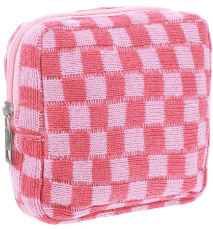 Period Pouch, Checkered Portable Period Bag Sanitary Napkin Storage Bag Tampon Storage Pouch for Women Ladies Daily Use Storages Purse Travel(1 Pcs)