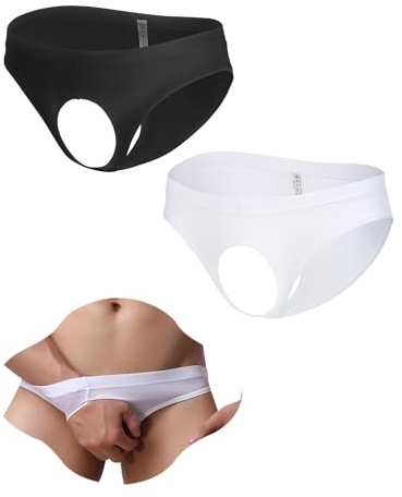 ohyeahlady String Homme Ouvert sur Le Devant Grande Taille Tanga Soie Glacée