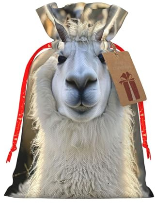 Bolsas de regalo con cordón de Navidad con estampado de llama, saco festivo de Navidad, fiesta de cumpleaños, embalaje de regalo