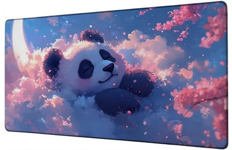 Musmatta Gaming Panda Musmatta XXL 500 x 250 mm Musmatta Blomma Underlägg Skrivbord Kontor Tillbehör Vattentät Halkfri Gummibas Playmatta, för Kontor Datorskrivbord Gaming D-764
