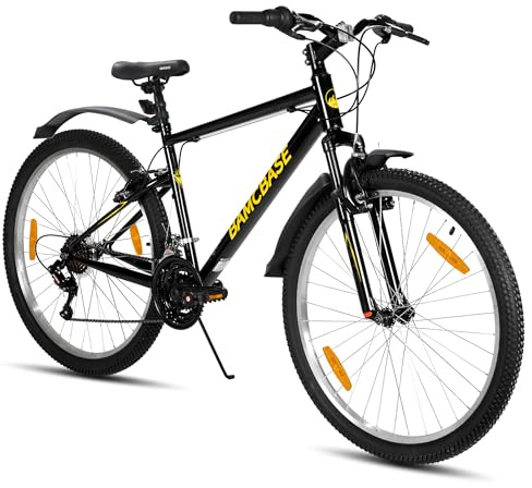 HILAND Agave 26 tums mountainbike, fram- och bakhjuls-V-broms, män och kvinnor cykel med 18-växlad höghållfast stålram, mountainbike för vuxna, svart
