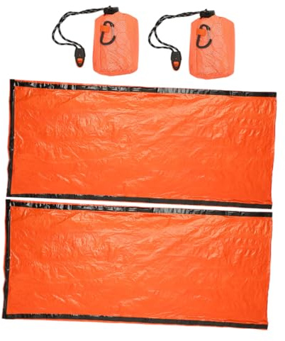Housoutil 2pcs Pe Aluminum Foil Emergency for Adults with Drawstring Storage Sack Lightweight Survival Bivouac Sack Compact Emergency Supply for Camping and Outdoor Use