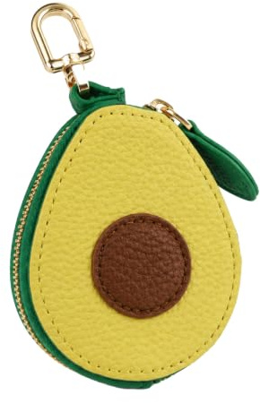 Floruvia Mini Avocado Coin Purse Keychain, Leather Wallet Bag Charm for Handbag and Keys, Gift for Girls and Women