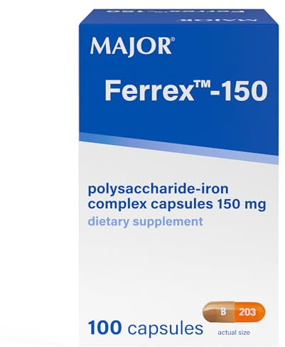 MAJOR Ferrex-150 Polysaccharide-Iron Complex Capsules, 100 Count (1 Pack)