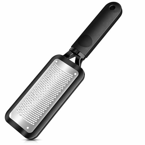Foot Rasp Foot File and Callus Remover - Pedicure Tool for Dead Skin Removal, Feet Hard Skin Remover, Foot Scraper - Can Be Used on Both Dry and Wet Feet - Surgical Grade Stainless Steel File - Black