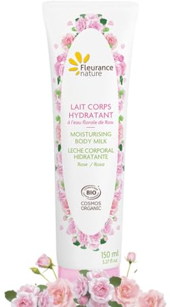 Fleurance Nature- Lait Corps Hydratant bio à l'eau florale de rose- certifié bio Cosmos Ecocert- 150ml soin corporel femme - lait corporel parfumé femme - 26163