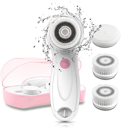 TOUCHBeauty Gesichtsbürste Elektrische,Gesichtsreinigungsbürste Set Wasserdicht mit 3 Aufsätze im Reiseetui-2 Stufen Geschwindigkeiten,Tiefenreinigung Sanfte Exfoliation AG-0759AP(Rosa)