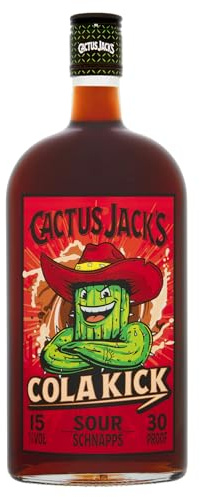 Cactus Jack's Cola Kick sour schnapps, Cola Flavoured Alcohol Liqueur made for shots, mixed alcoholic drinks and cocktails 700ml 15% ABVl