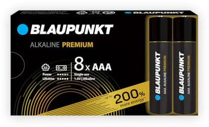 BLAUPUNKT AAA Pilas alcalinas Premium, Paquete de 8, lo Mejor para mandos de Juegos, Juguetes, LR03BPR/8CB