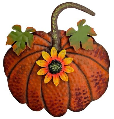 Jasaly Piquet de jardin citrouille métal décoration automne enseigne pieu courge rustique décoratif décoration jardin action grâce à l'extérieur jaune, B