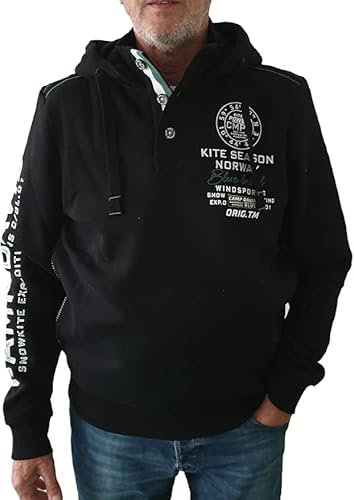 Camp David Herren Hoodie mit Logo-Prints (DE/NL/SE/PL, Alphanumerisch, M, Regular, Regular, Black)