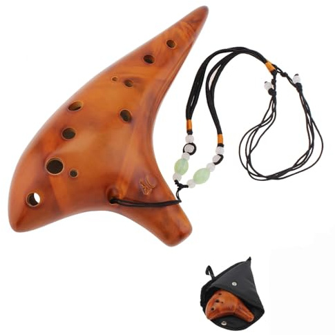 12 Hole Tone C Ceramic Ocarina, Alto Ocarina Classic Straw Fire Masterpiece Collectible, Ocarinas Instrument with Song Book Neck Cord Carry Bag, Ceramic ocarina for Student/Adults/Beginners