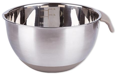 GMBYLBY Ciotola in acciaio inox per cottura e preparazione di alimenti, farina, uova, frusta, bacino di miscelazione con manico ergonomico, grande ciotola in metallo per cucinare