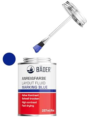 Bad Lackfabrik anrisfärg blå transparent – 237 ml burk med pensel, kontrastmedel, arbetsstycksbearbetning, specialfärg för metallytor