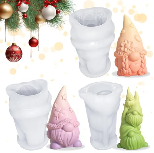 Tadpolez 3 Moldes de Silicona para Navidad y Pascua - Gnomos Enanos 3D, Duendes de Pascua, para Fundición de Velas y Yeso Aromático, Decoración Festiva y Regalos (Navidad, Pascua, Halloween, Primavera