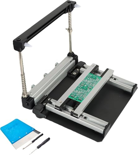 HKFGSHOP Small Manual Screen Printing Station, SMT Steel Mesh Solder Paste Printing Table, PCB Stencil Printer, Adjustable Thickness, Precision Printing for SMT Assembly