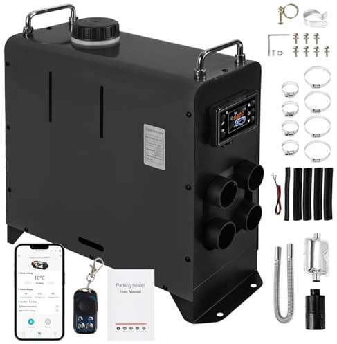 Fiqops 12V 8KW Auxiliary Diesel Heater Car Heater with Bluetooth APP LCD Display and Remote Control Air Heater for Truck Boat RV Travel Car