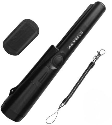 Detector de Metales Portátil, Pinpointer exploración de 360°, Impermeable Alta Sensibilidad Detectores de Metales, Apto a Buscar Monedas de Oro, Moneda, Joyas (Negro)