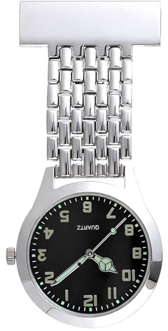 Oupdate Nurse's Fob Watch, Stainless Steel Quartz Doctor Pocket Watches for Women Men Clip on Watches Glow in Dark Easy to Reader Stylish Nurse Watch Brooch Suitable for Doctor-Pink